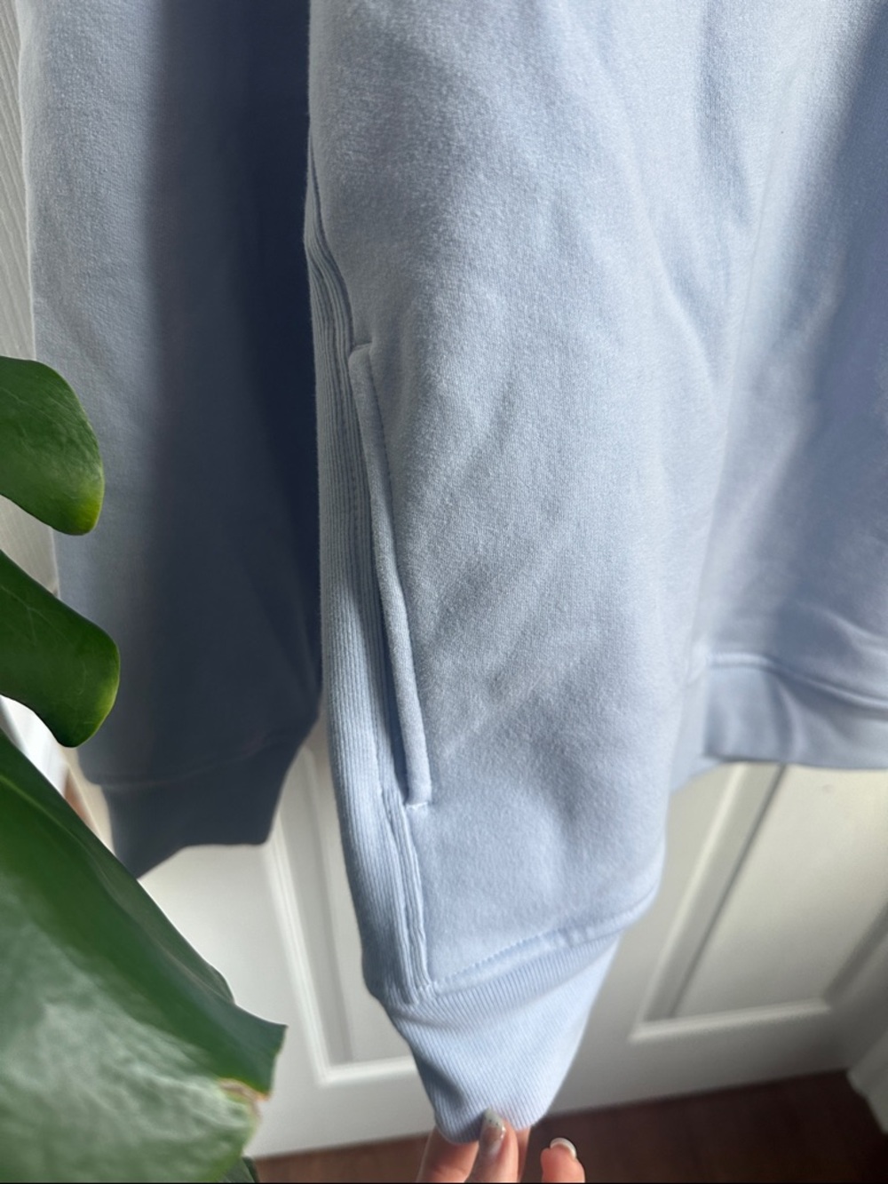 Athleta Forever Fleece 1/4 Zip Sweatshirt light blue womens small - Picture 2 of 4